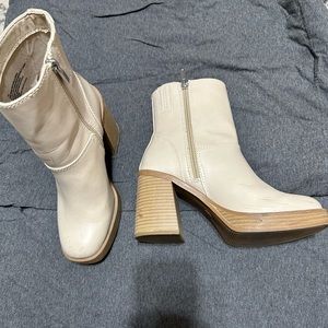 Cream platform boots